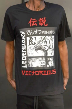 Men's Japanese Legendary Graphic T-Shirt -Victorious TS7514 BLK 3