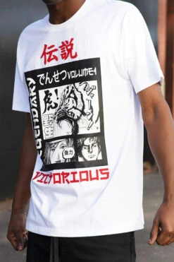 Men's Japanese Legendary Graphic T-Shirt -Victorious TS7514 WHT 3