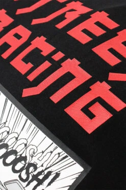 Men's Rubber Print Street Racing Graphic T-Shirt -Victorious TS7517 BLK 4