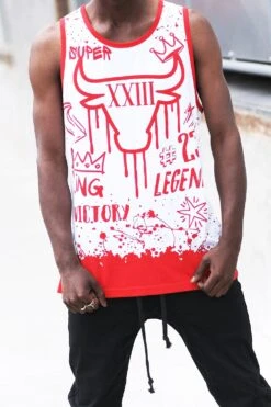 Men's Legend Graffiti Graphic Tank Top -Victorious TT107 RED 1