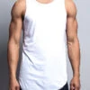 Basic Long Length Curved Hem Tank Top -Victorious TT47 WHT 1