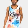 Paint Wash Crowned King Tank Top -Victorious TT93 WHT 1
