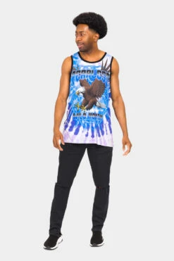 Fearless Eagle Tie Dye Tank Top 16 Fearless Eagle Tie Dye Tank Top -Victorious TT94 BLU 5