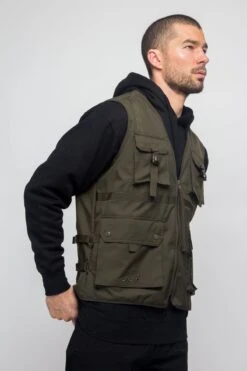 Utility Buckled Pocket Vest -Victorious VT002 OLV 4
